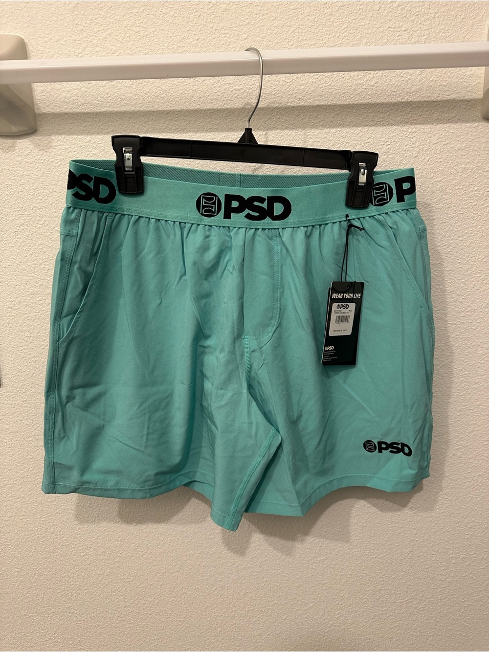 PSD Mint Green Men's Boxer Briefs with Black Logo Waistband